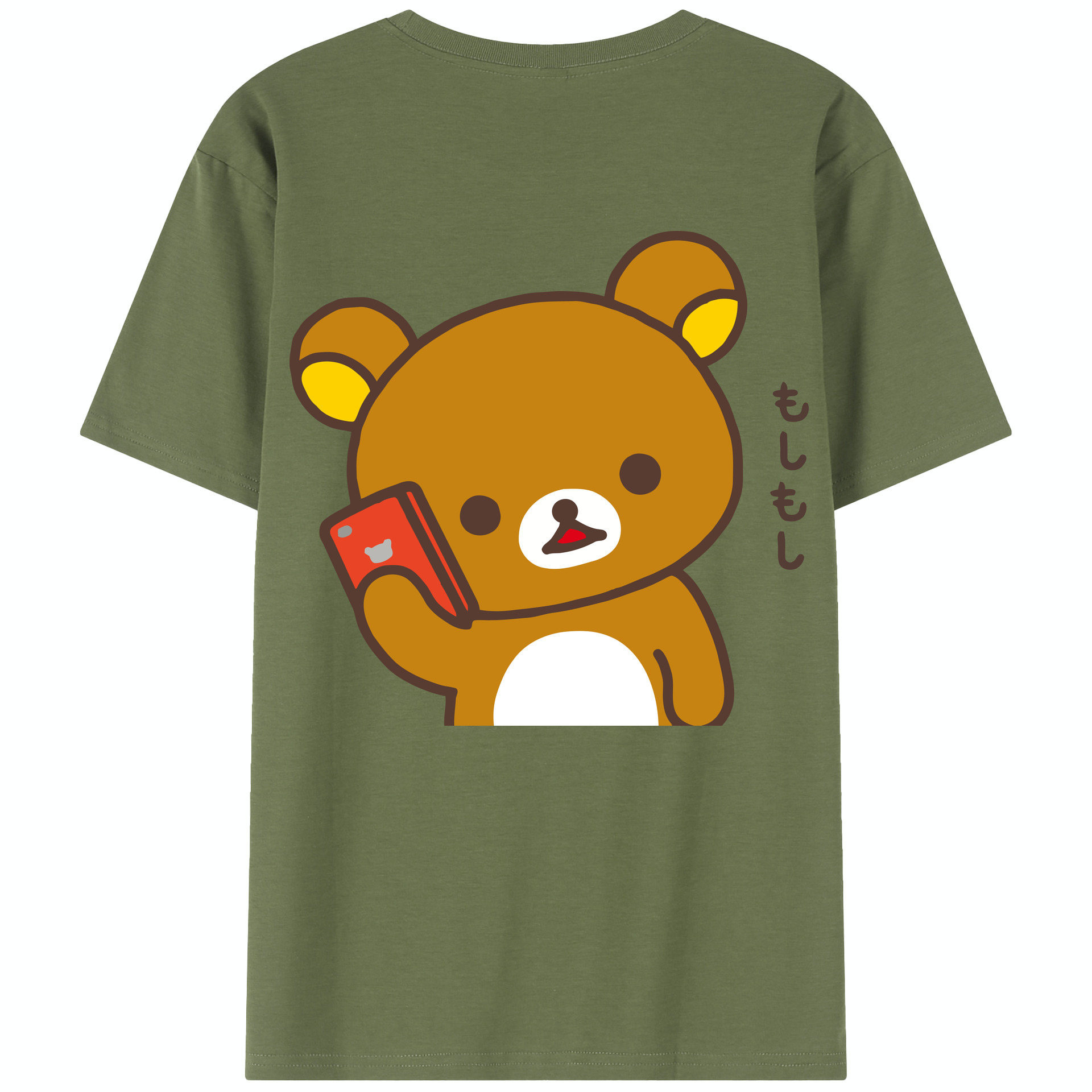 （画像用） リラックマ リラックマ キイロイトリ Rilakkuma Korilakkuma Kiiroitori 綿100％半袖Tシャツ（背面プリント）